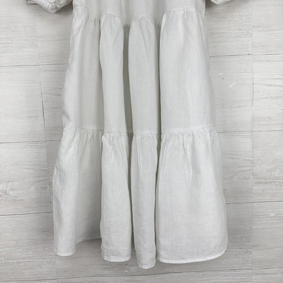 Lilly Pulitzer Charlet Short Puff Sleeve 100% Linen Dress Size 2 White Tiered - Picture 7 of 15